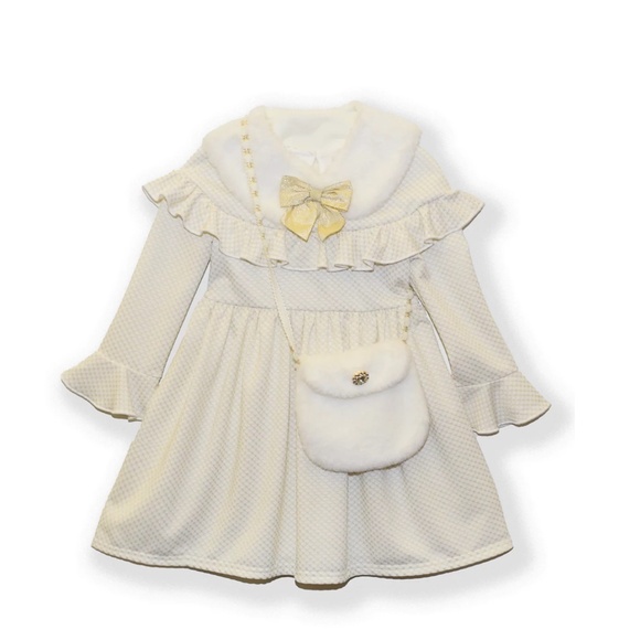 Blueberi Boulevard Little Girls Long Sleeve Knit Dress with Purse and Removable